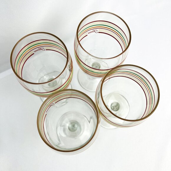 Homer Laughlin Fiesta 16 oz Goblets Iced Tea Wine Striped Glassware Set of 4 - Picture 5 of 6